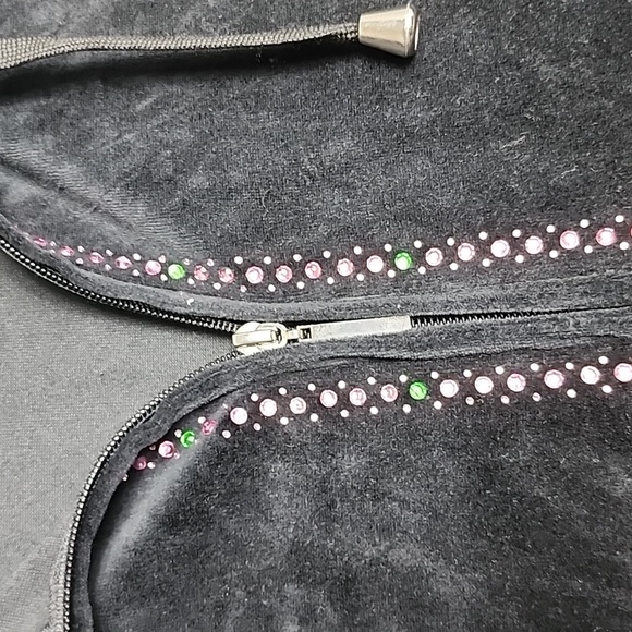 Black Velvet zip-up hoodie with Rhinestones. Size 2X Women's - Picture 2 of 9